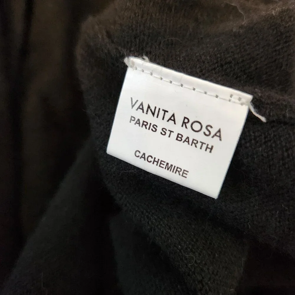Vanita Rosa Paris St. Barth Black Cashmere Wrap Cardigan Embellished Resort - Picture 9 of 13